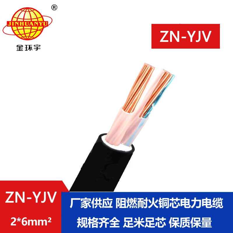 金環宇電線電纜 阻燃電纜yjv ZN-YJV 2X6平方 阻燃耐