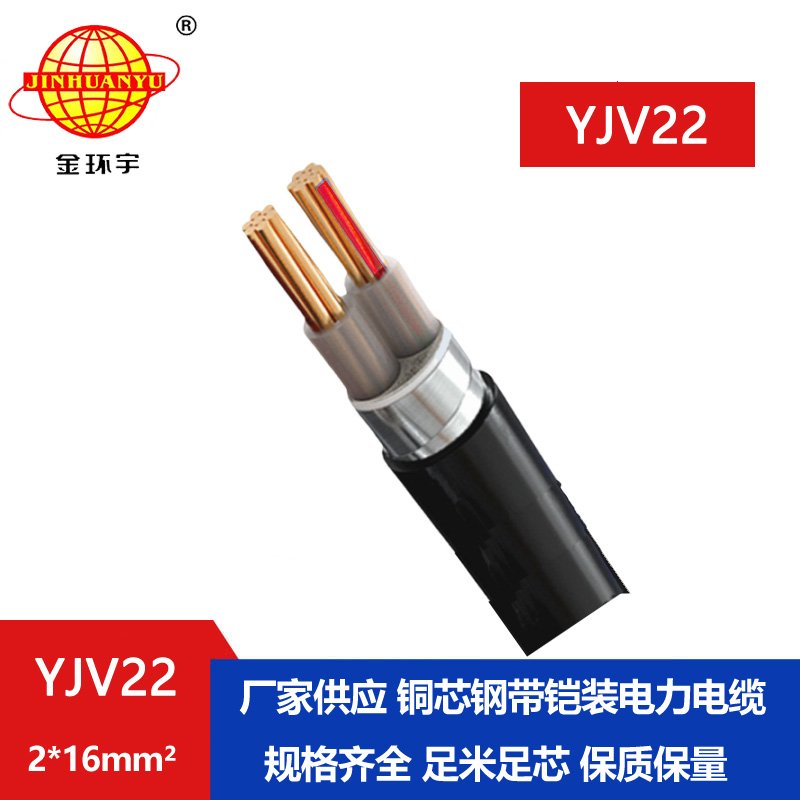 金環宇電線電纜 銅芯鎧裝電纜 YJV22 2X16平方低壓