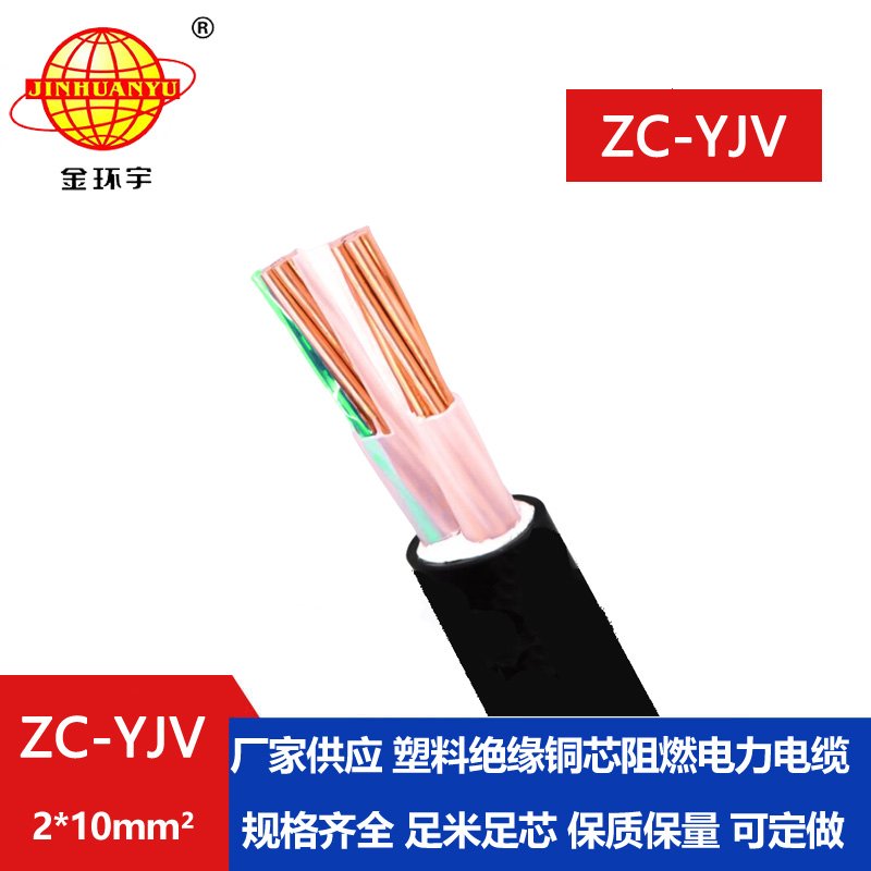 金環宇電線電纜 阻燃yjv電纜 ZC-YJV 2X10平方  交聯